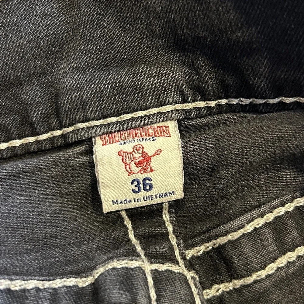 True Religion Ricky Flap‎ Relaxed Straight Denim Black Jeans Men's Sz 36